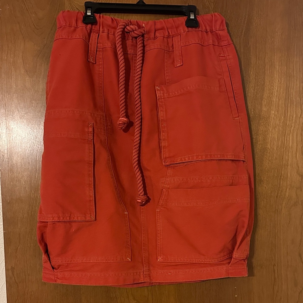 Free People Vibrant Red Cargo Shorts